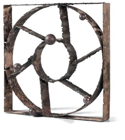 Eliseo Mattiacci Cagli (PU) 1940 Ferro Scultura in ferro, cm. 52x52 Storia:...