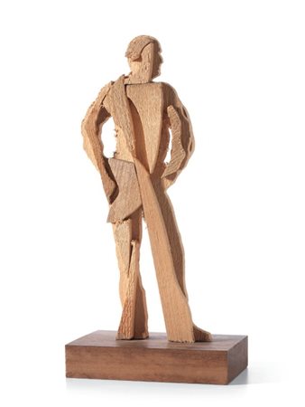 Mario Ceroli Castelfrentano (Ch) 1938 Autoritratto Scultura in legno, cm. 35...