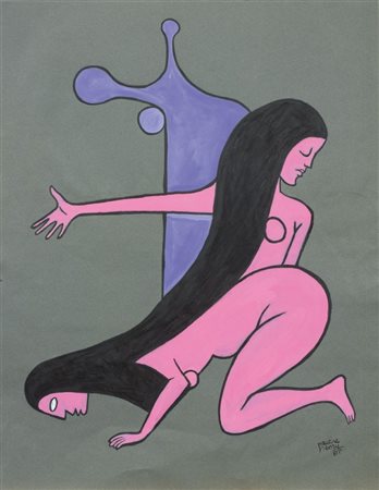 Maurice Henry Cambrai 1907 - Milano 1984 L'idolatrie, 1981 Tempera su carta,...