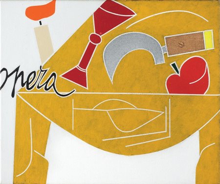 Emilio Tadini Milano 1927 - 2002 Il tavolo giallo, 1974 Olio su tela, cm....