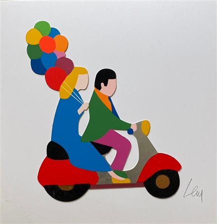 Marco Lodola “Coppia in vespa”