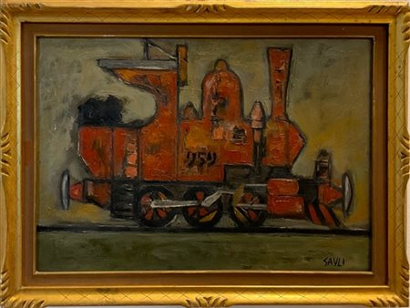 Piero Gauli "Vecchia locomotiva in rosso" 1959
olio su tela
cm 50x70
Firmato in