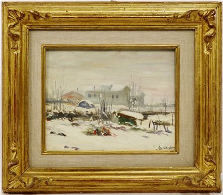 Luigi Scorticati "Paesaggio invernale" 
olio su tela
cm 25,5x30
Firmato in basso