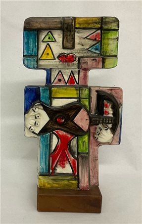 Ibrahim Kodra "Senza titolo" 
scultura multiplo in terracotta smaltata in policr