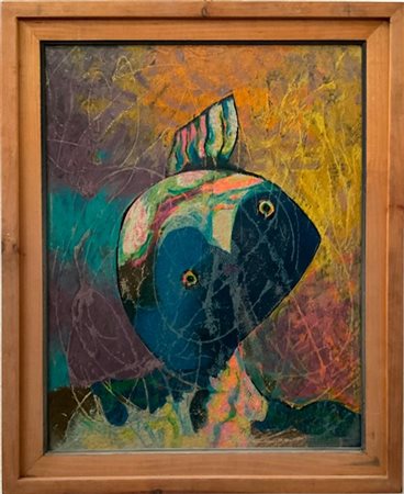 Gianni Dova "Apparizione in Bretagna" 
serigrafia su tela
cm 50x40,5
firmato e n