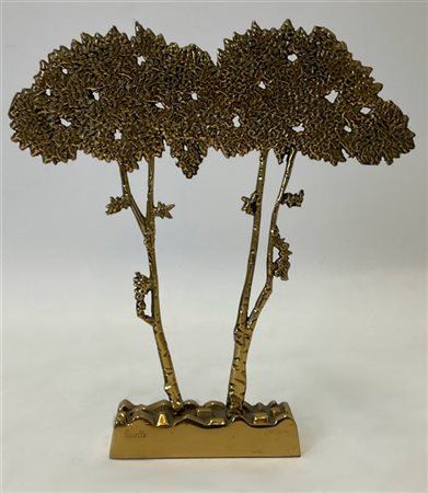 Mario Rossello "Alberi" 
scultura multiplo in bronzo dorato
h cm 26,5
Firmato e