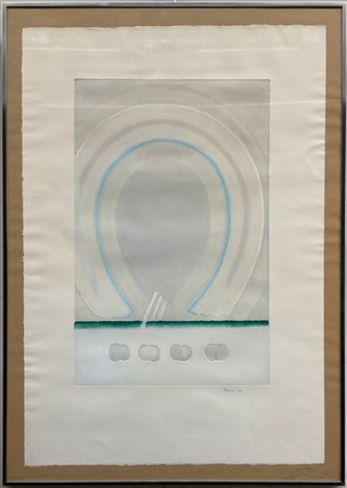 Guido Strazza "Senza titolo" 1966
acquaforte e acquatinta a colori
(lastra cm 49