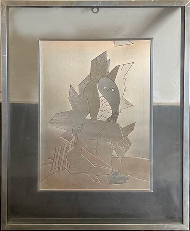 Gianni Dova "Uccello sul ramo" 
multiplo - incisione su lastra metallica
cm 40x3
