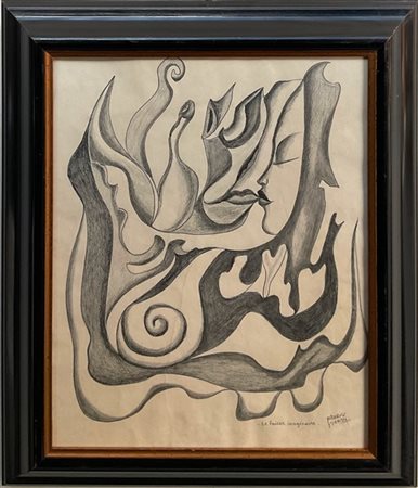 Maurice Henry "Le Baiser imaginaire" 
matita su carta
cm 38,5x30,5
firmato e tit