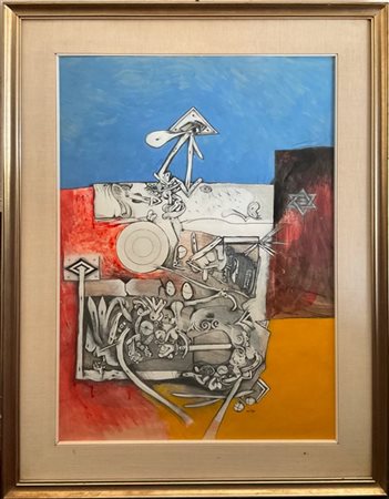 Lucio del Pezzo "L'occhio di Dio" 
tecnica mista su cartoncino
cm 69x48,5
firmat