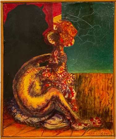 Arturo Carmassi "L'oracolo" 1970
tecnica mista su carta intelata
cm 30x24
Firmat