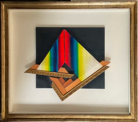 Felice Canonico "Senza titolo (Stacco)" 
collage materico su tavola applicata su