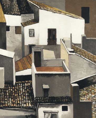 Renato Guttuso Bagheria (Pa) 1912 - Roma 1987 Terrazzino e tetti a Kalsa...