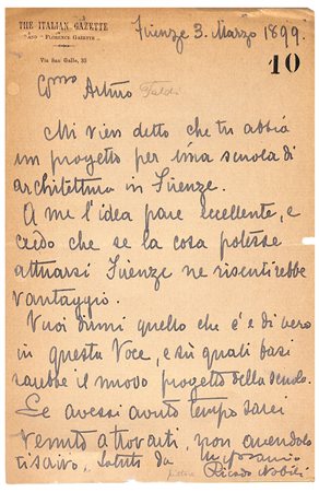 Ricardo Nobili (Firenze 1859 - Venezia 1939), Arturo Faldi - nuova scuola di architettura di Firenze