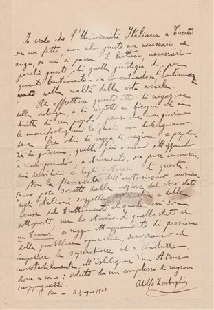 Adolfo Zerboglio (Torino 1866 - Pisa 1952), Università Italiana a Trieste