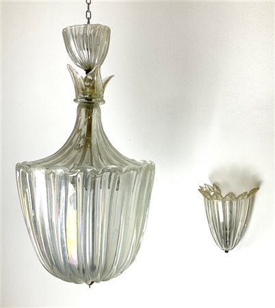 Seguso Vetri d'Arte (Attribuito)
Lampada a sospensione in vetro soffiato incolor