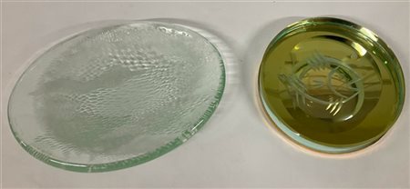 Lotto composto da uno svuotasche in vetro incolore trasparente marcato Erwin Bu