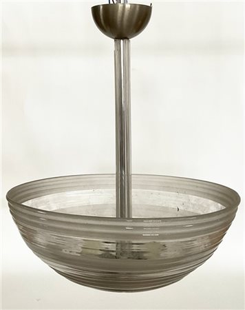 Manifattura di Murano Lampada a sospensione in vetro soffiato incolore costolato