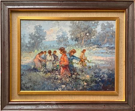 Antonio Pecoraro Antonio Pecoraro"La raccolta dei fiori" 
olio su tela (cm 60x81