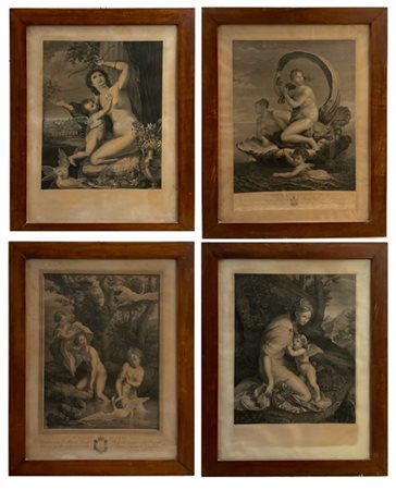 Gruppo di quattro incisioni a tema mitologico della fine del secolo XVIII di di