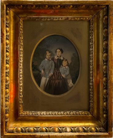 Scuola inglese del secolo XIX

"Ritratto familiare" 
incisione acquerellata (cm