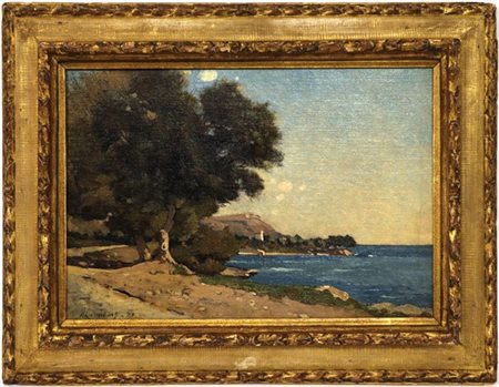 Henri Joseph Harpignies "Beaulieu sur mer" 1890
olio su tela (cm 30x44)
Firmato