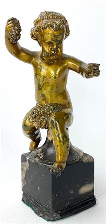 Arte del secolo XIX. Bacco, scultura in bronzo dorato poggiante su base a plint