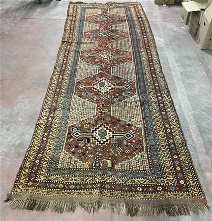 Tappeto passatoia Kamseh, Persia, fine secolo XIX (cm 370x136) (difetti e rapat