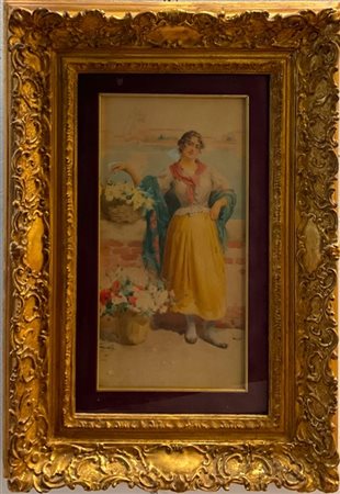 Stefano Novo "Fioraia veneziana" 
acquerello su cartoncino (cm 40x19)
Tracce di