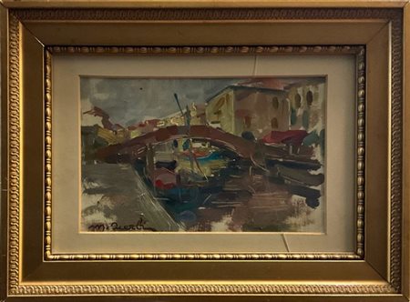 Mario Acerbi "Chioggia" 
olio su cartone telato (cm 14x22)
Firmato in basso a si