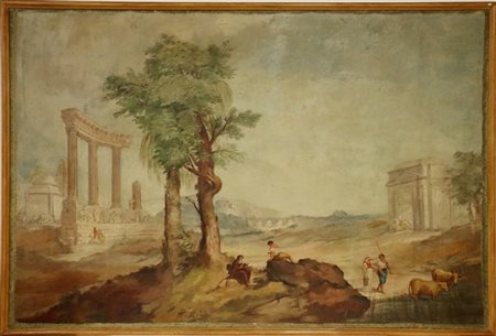 Scuola romana del secolo XVIII


"Paesaggio con figure e rovine"

tempera grass