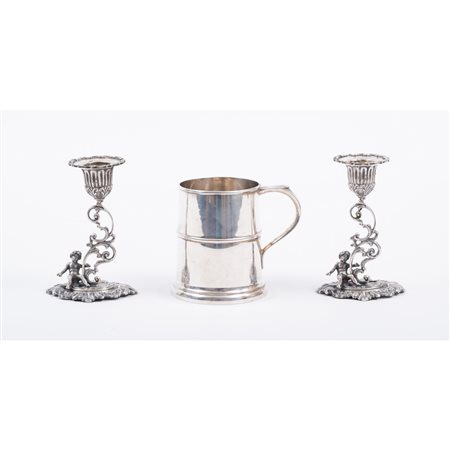 COPPIA MONOCERA e boccale in argento