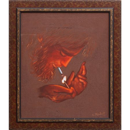 N. RIABOFF, Figura maschile, Olio su tela