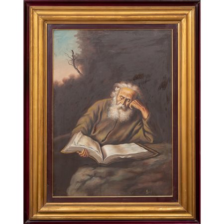 PITTORE DEL XX SECOLO, Frate in lettura, Olio su tela