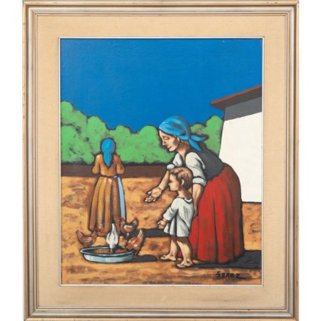 PITTORE DEL XX SECOLO, Contadina, Olio su tela