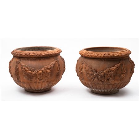 MANIFATTURA ITALIANA DEI PRIMI DEL '900, Coppia di cachepot