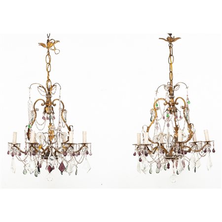 COPPIA DI LAMPADARI a sette luci