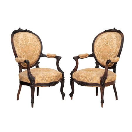 EBANISTERIA FRANCESE DEL XIX SECOLO, Coppia di poltrone