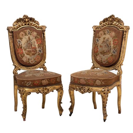 MANIFATTURA FRANCESE DEL XIX SECOLO, Coppia sedie in legno