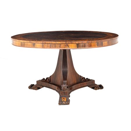 MANIFATTURA INGLESE DEI PRIMI DEL '900, Tavolo e sei sedie