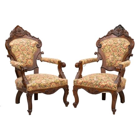 EBANISTERIA SICILIANA DEL XIX SECOLO, Coppia di poltrone