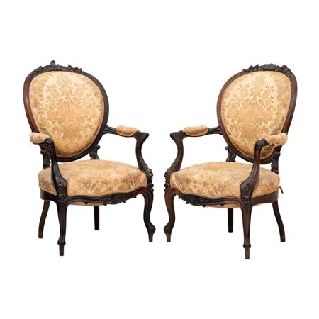 EBANISTERIA FRANCESE DEL XIX SECOLO, Coppia di poltrone
