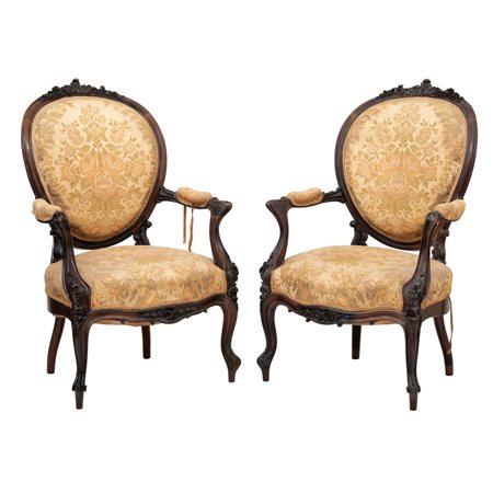 EBANISTERIA FRANCESE DEL XIX SECOLO, Coppia di poltrone