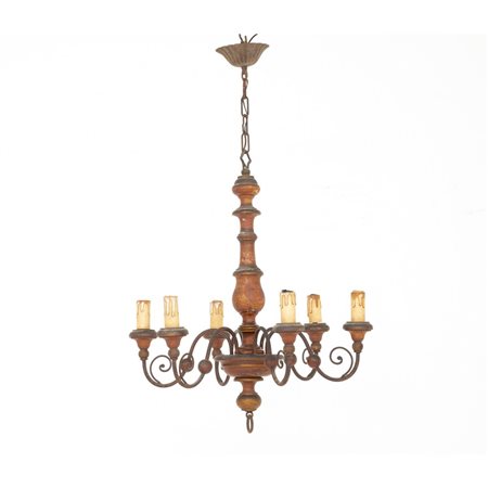 LAMPADARIO in legno e ferro