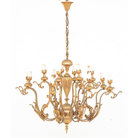 LAMPADARIO in ottone dorato