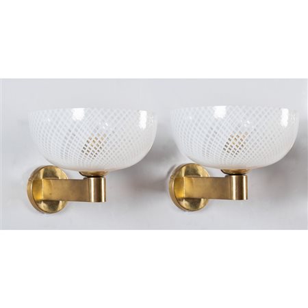 VENINI, Coppia di lampade da parete