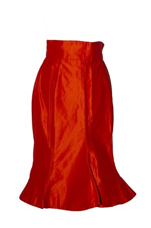 Vivienne Westwood MANGANO SKIRT Description: Lined midi skirt in red/orange...