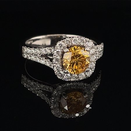 ANELLO IN ORO CON DIAMANTE FANCY GIALLO ARANCIO E BRILLANTI - GIA - RNG20605