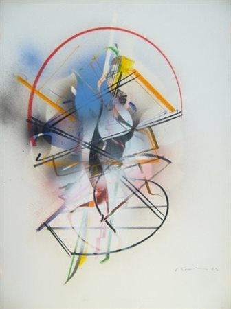 Franceschini Edoardo " senza titolo " tecnica mista su carta cm 69 x 52 anno...