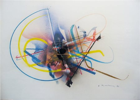 Franceschini Edoardo "composizione " tecnica mista su carta cm 50 x 71 anno...